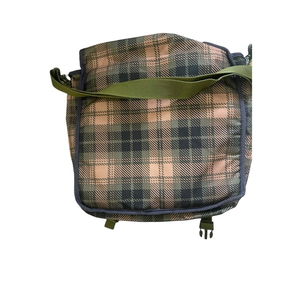 Burton Messenger Bag Laptop Bag Green Plaid Travel - Crossbody Multi Compartment - Picture 3 of 10